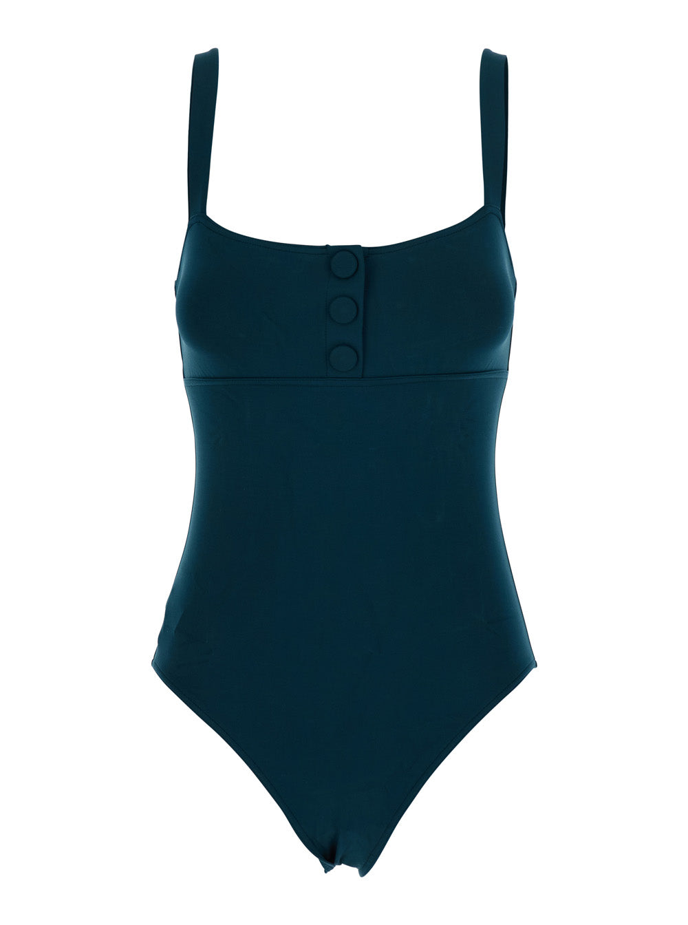 Eres Women "Dahabiya" Blue One-Piece Swimsuit With Thin Straps And Neckline In Tech Fabric For Women