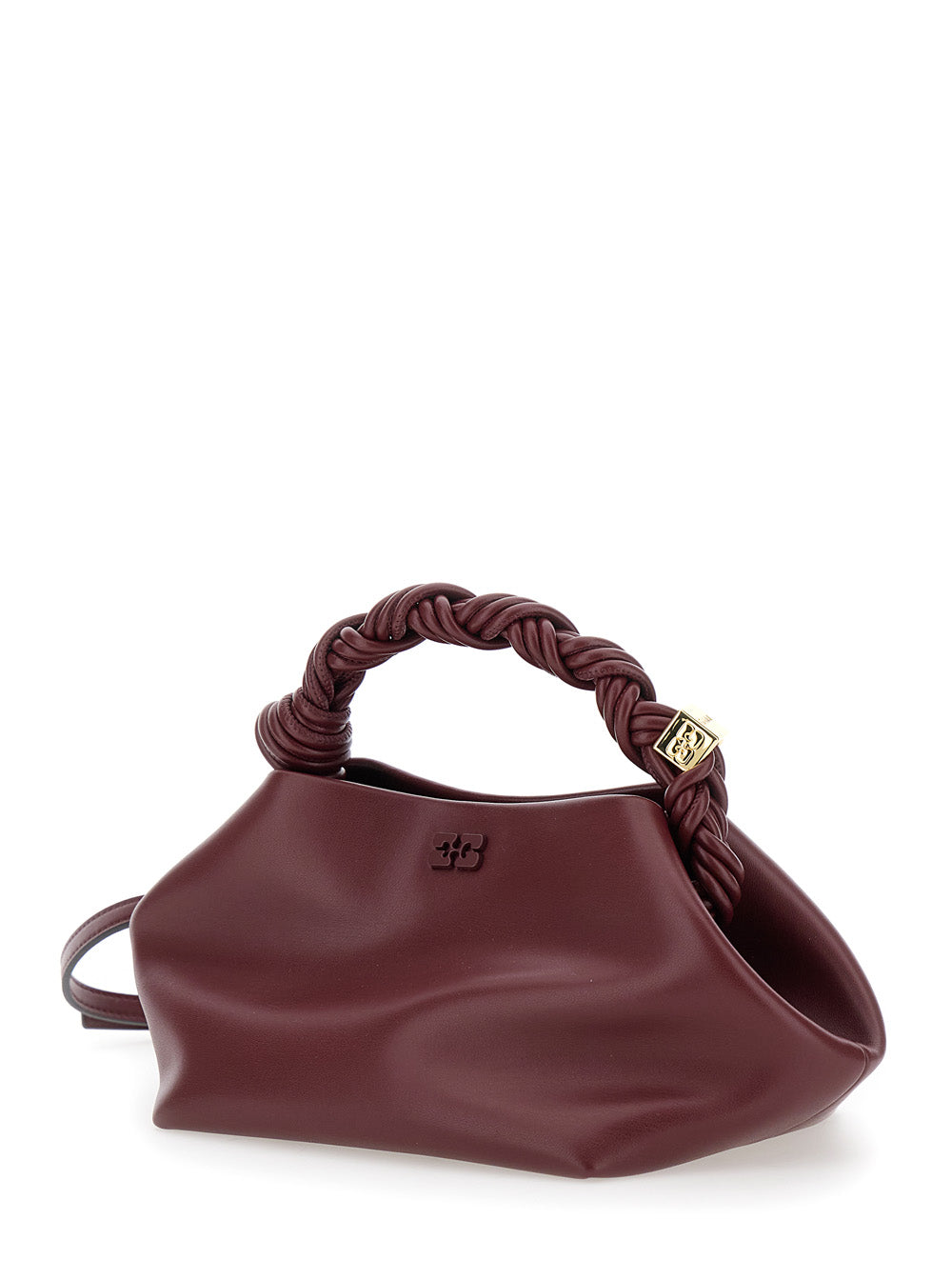 Ganni Women Handbag 'Bou Piccola' With Butterfly Logo And Woven Leather Handle Bordeaux Woman