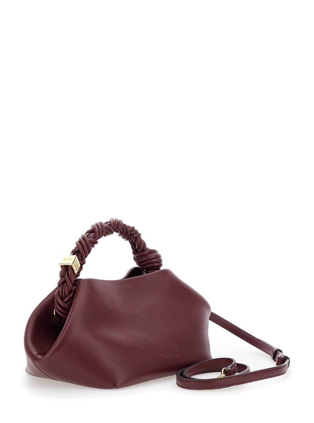 Ganni Women Handbag 'Bou Piccola' With Butterfly Logo And Woven Leather Handle Bordeaux Woman
