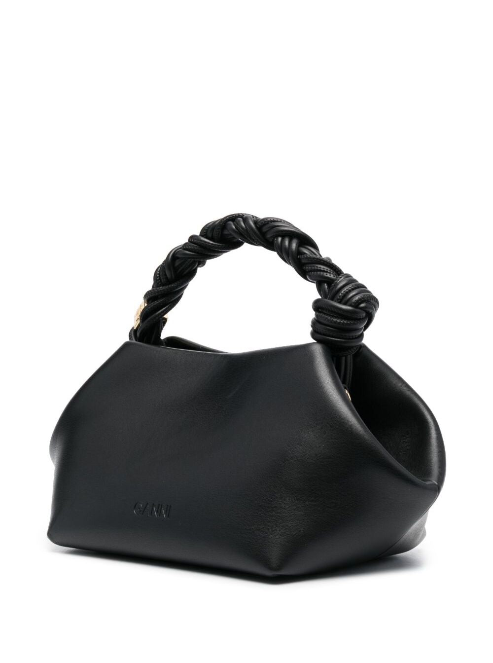 Ganni Women Handbag 'Ganni Bou' With Butterfly Logo And Black Leather Woven Handle For Women