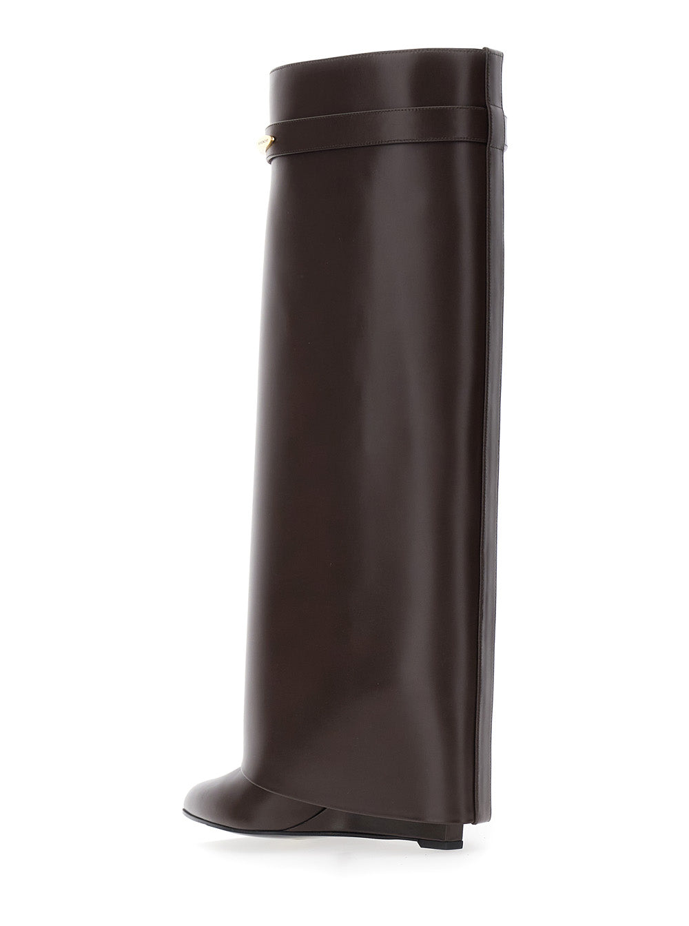 Givenchy Women Pointed Toe Wedge Heels With Logo Plate On The Front In Brown Leather For Women