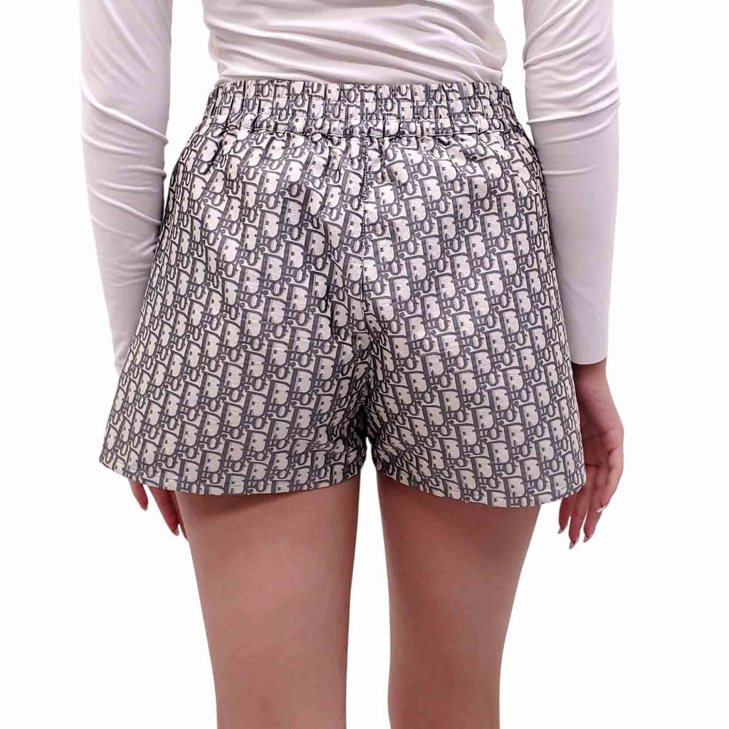 CHRISTIAN DIOR GREY OBLIQUE LOGO SHORTS - SIZE 2