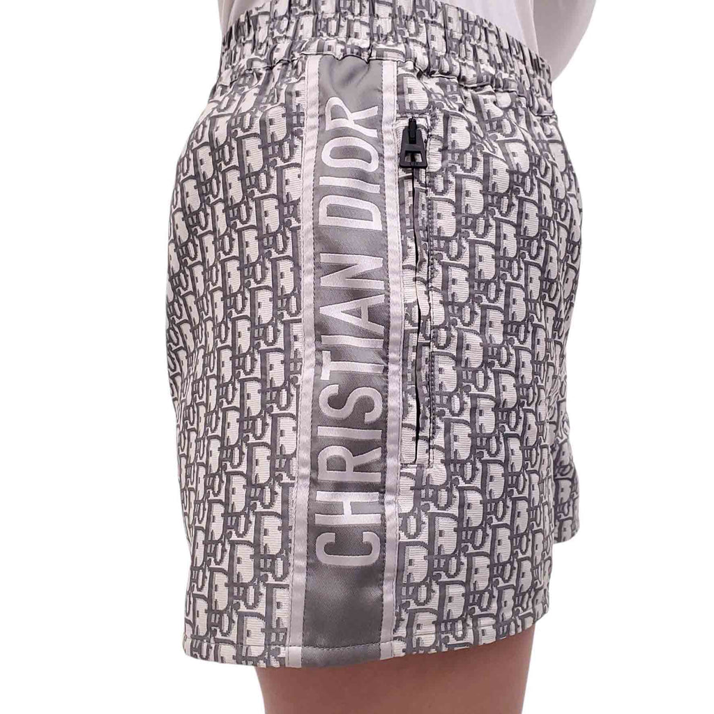CHRISTIAN DIOR GREY OBLIQUE LOGO SHORTS - SIZE 2