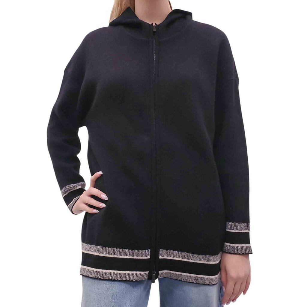 CHRISTIAN DIOR BLACK CASHMERE LOGO SWEATER - SIZE 4