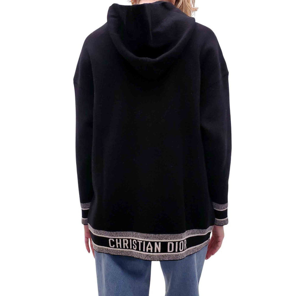 CHRISTIAN DIOR BLACK CASHMERE LOGO SWEATER - SIZE 4