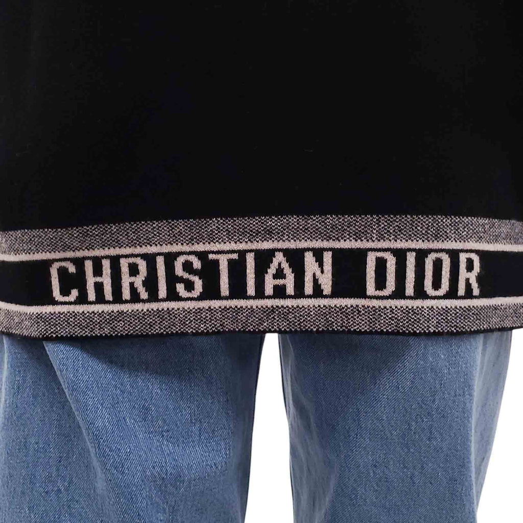 CHRISTIAN DIOR BLACK CASHMERE LOGO SWEATER - SIZE 4