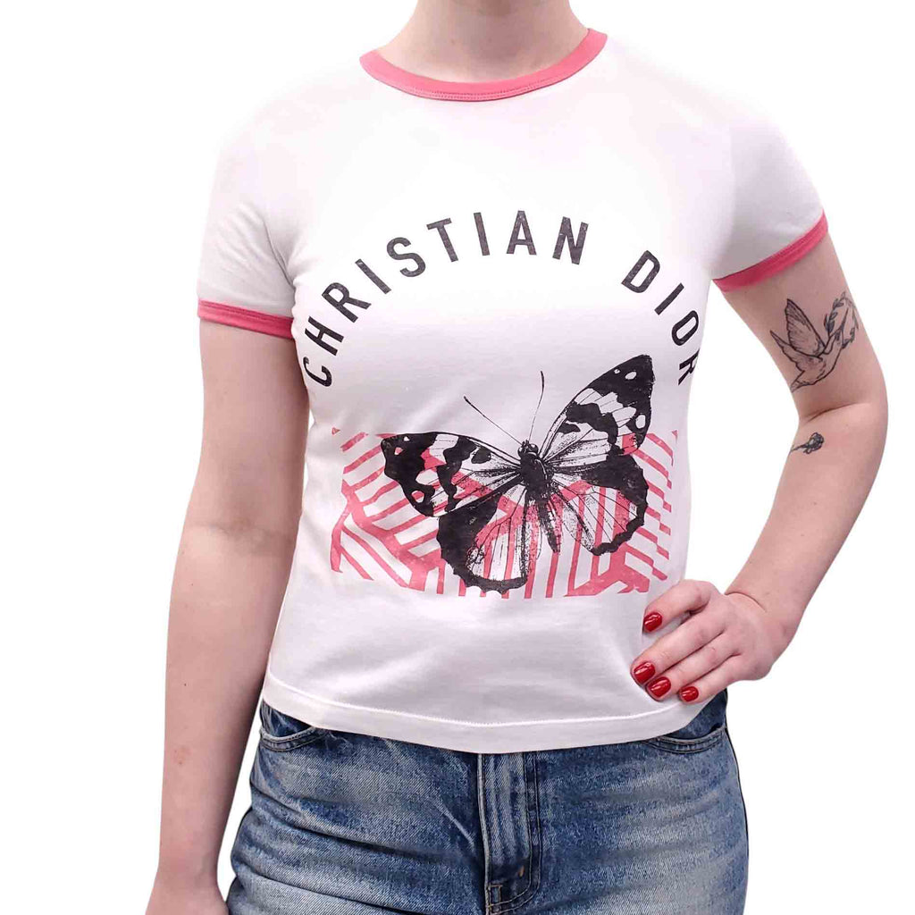 CHRISTIAN DIOR BUTTERFLY LOGO T-SHIRT - SIZE XS