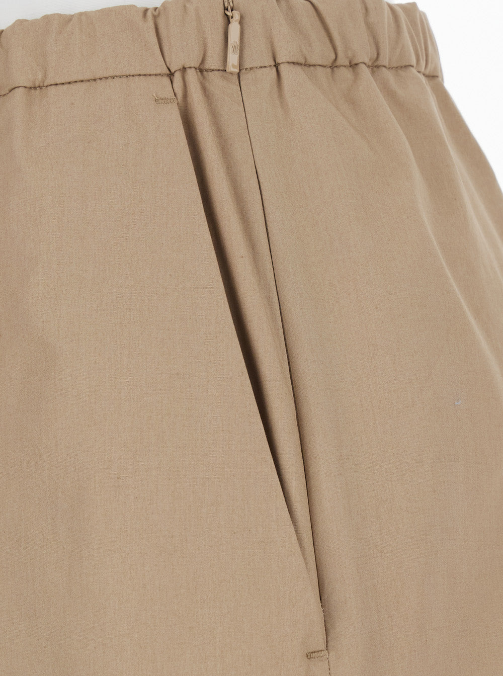 Moncler Women Beige Pants With Elasticated Waist And Logo Patch On The Back In Cotton Man