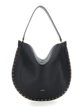 Isabel Marant Women Shoulder Bag 'Oskan Hobo' With Studded Profile In Black Leather For Women