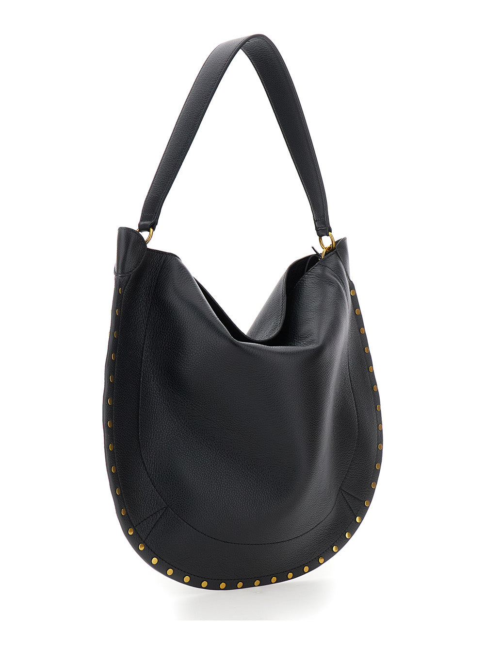 Isabel Marant Women Shoulder Bag 'Oskan Hobo' With Studded Profile In Black Leather For Women