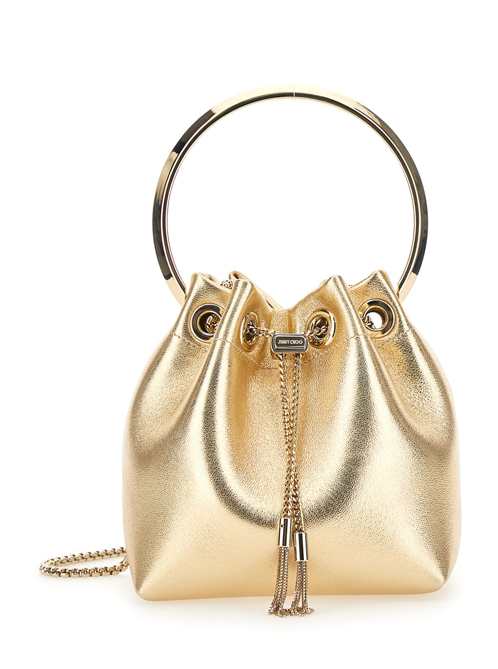 Jimmy Choo Women Handbag 'Bon Bon' With Bracelet Handle And Chain Strap In Metallic Leather For Women