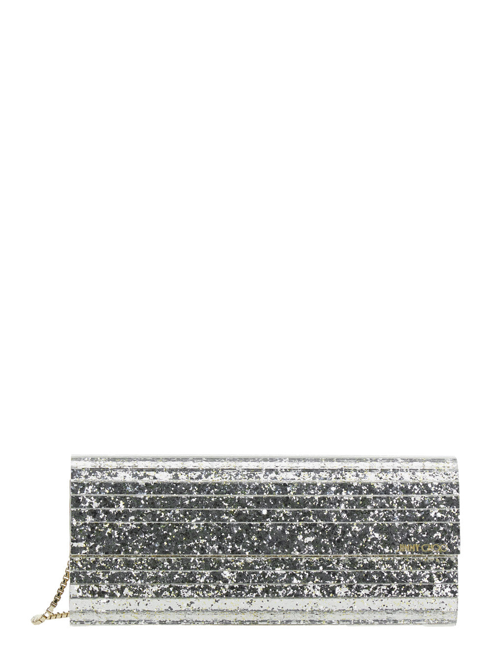 Jimmy Choo Women Clutch 'Sweetie' With Horizontal Acrylic Inserts And All-Over Glitter In Leather And Metallic Plexiglass