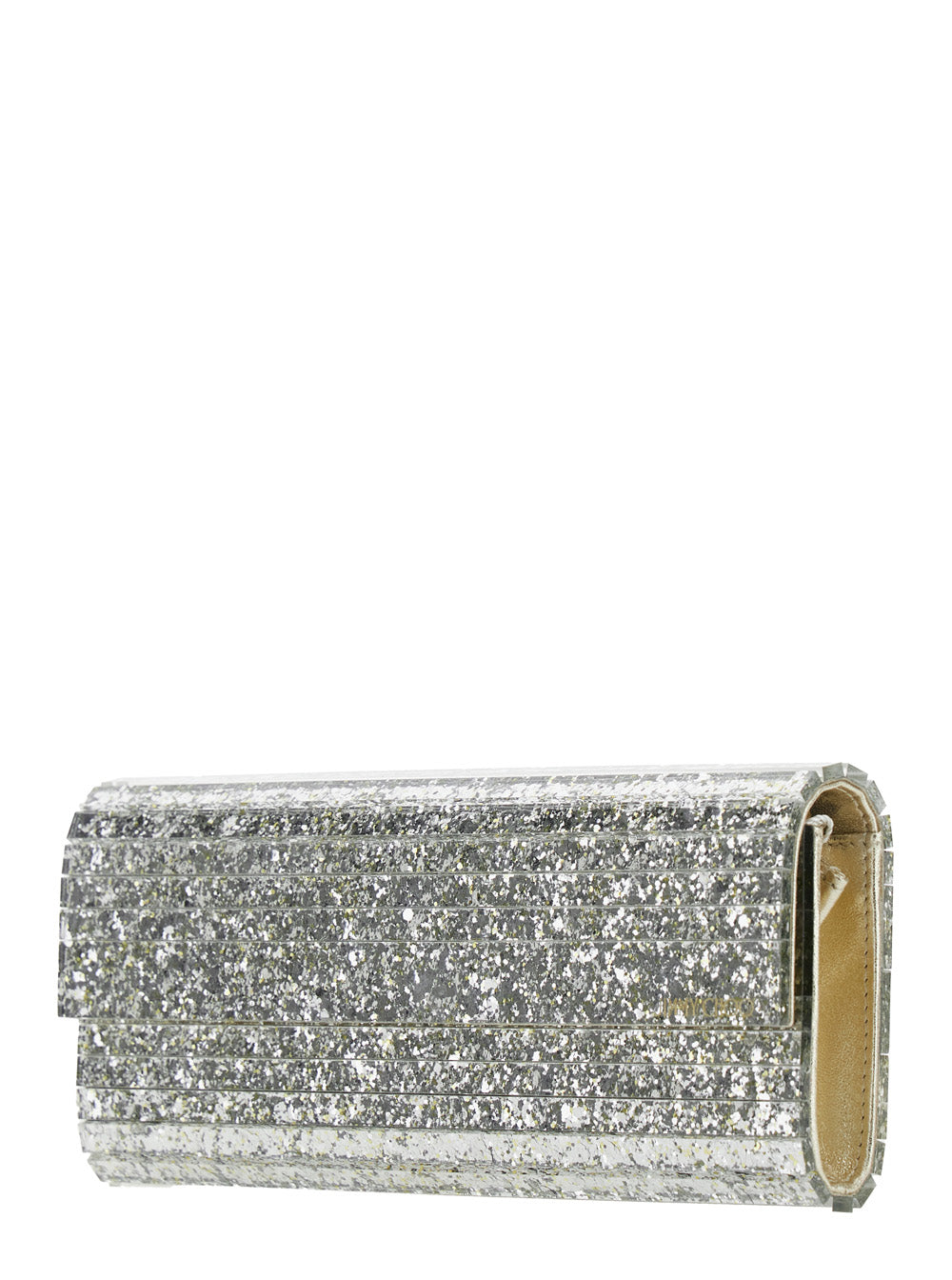 Jimmy Choo Women Clutch 'Sweetie' With Horizontal Acrylic Inserts And All-Over Glitter In Leather And Metallic Plexiglass