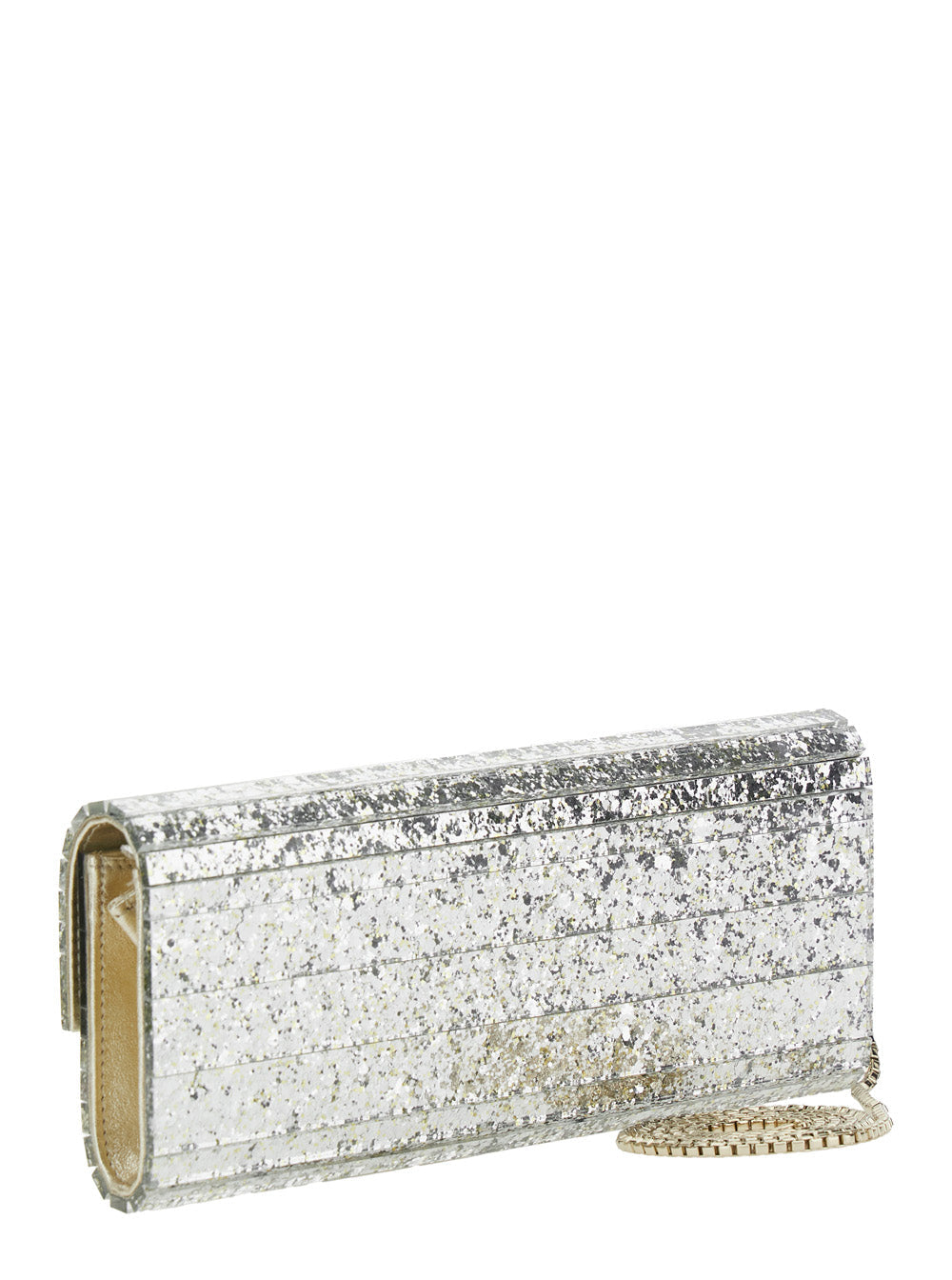 Jimmy Choo Women Clutch 'Sweetie' With Horizontal Acrylic Inserts And All-Over Glitter In Leather And Metallic Plexiglass