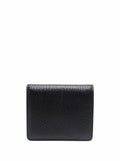 Maison Margiela Women Bi-Fold Wallet With Four Stitching Points And Logo Lettering Embossed Inside In Grained Black Leather Woman Woman