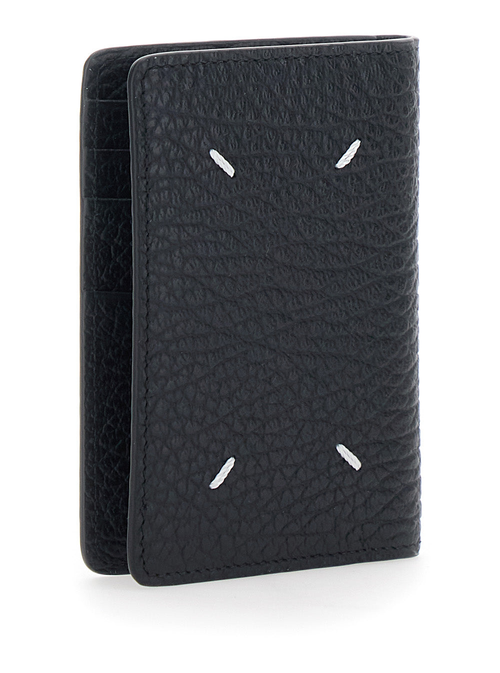 Maison Margiela Women Wallet With Four Stitches On The Back In Black Leather For Women