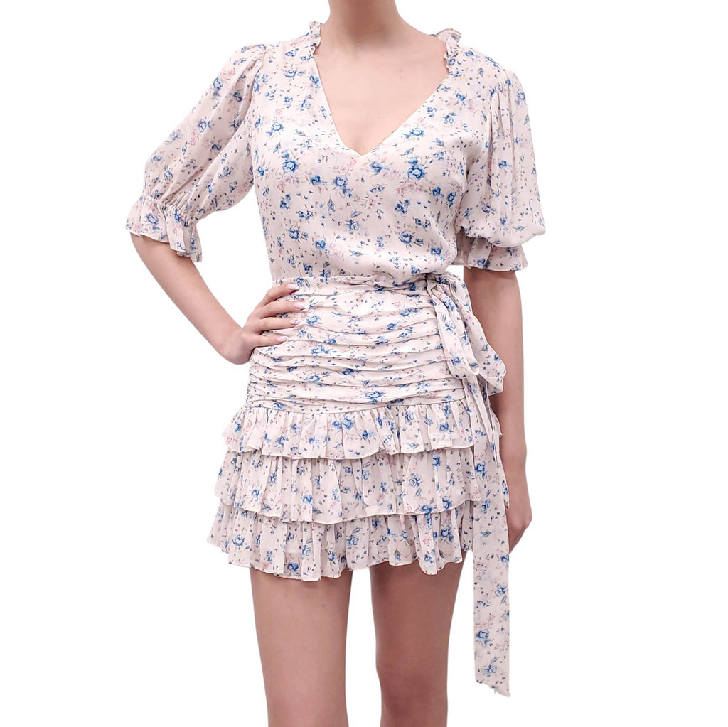LOVESHACKFANCY BLUE FLORAL DRESS - SIZE 4