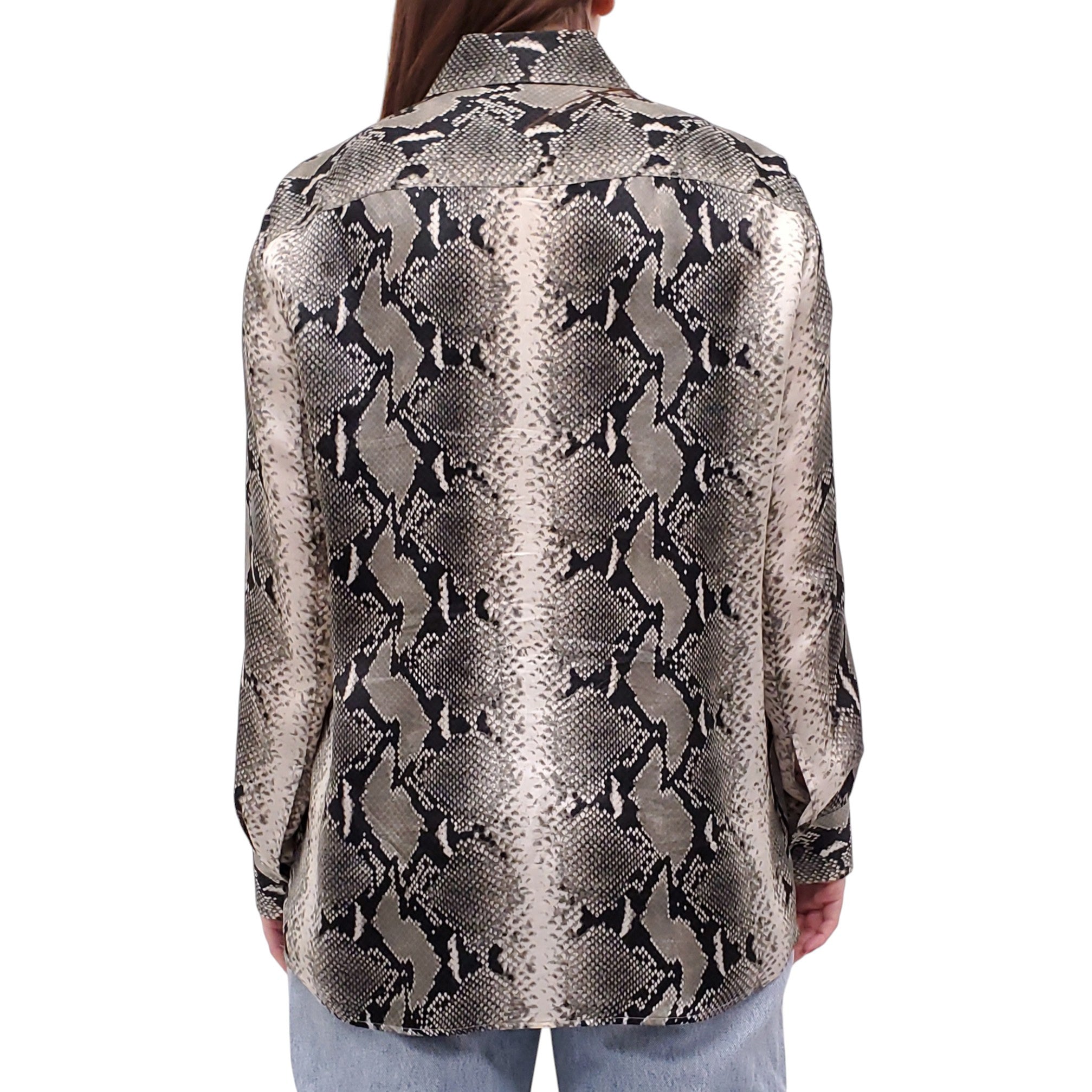 KHAITE SNAKESKIN PATTERNED BLOUSE - SIZE M