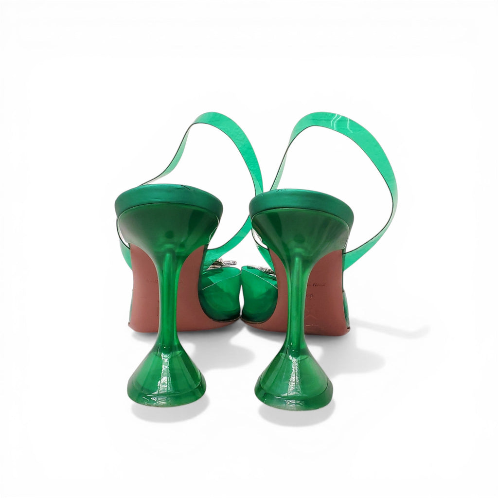 AMINA MUADDI GREEN PVC HEELS WITH CRYSTAL DETAILS - SIZE 40