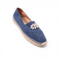 MIU MIU DENIM ESPADRILLES WITH CRYSTAL DETAILS - SIZE 39