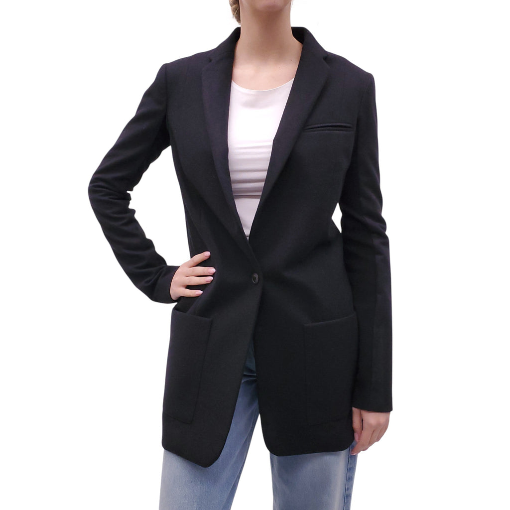 NELLS NELSON BLACK WOOL BLAZER JACKET - SIZE 40