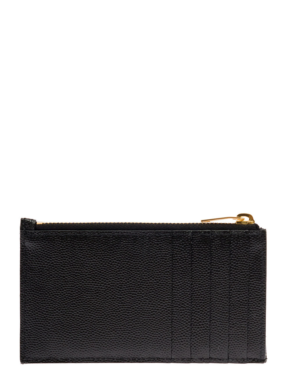 Saint Laurent Women Card Holder 'Cassandre' With Zip And Crocodile-Embossed Leather Logo Black Woman