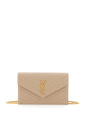 Saint Laurent Women Crossbody Bag 'Louise' With Cassandre Plaque On The Front In Beige Leather For Women