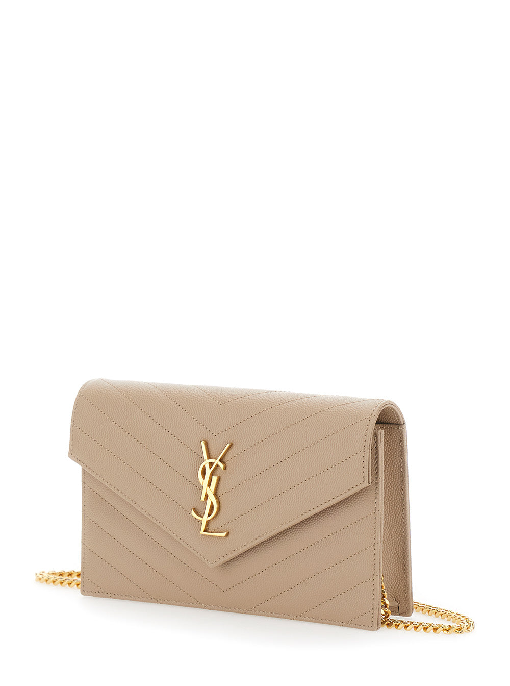 Saint Laurent Women Crossbody Bag 'Louise' With Cassandre Plaque On The Front In Beige Leather For Women