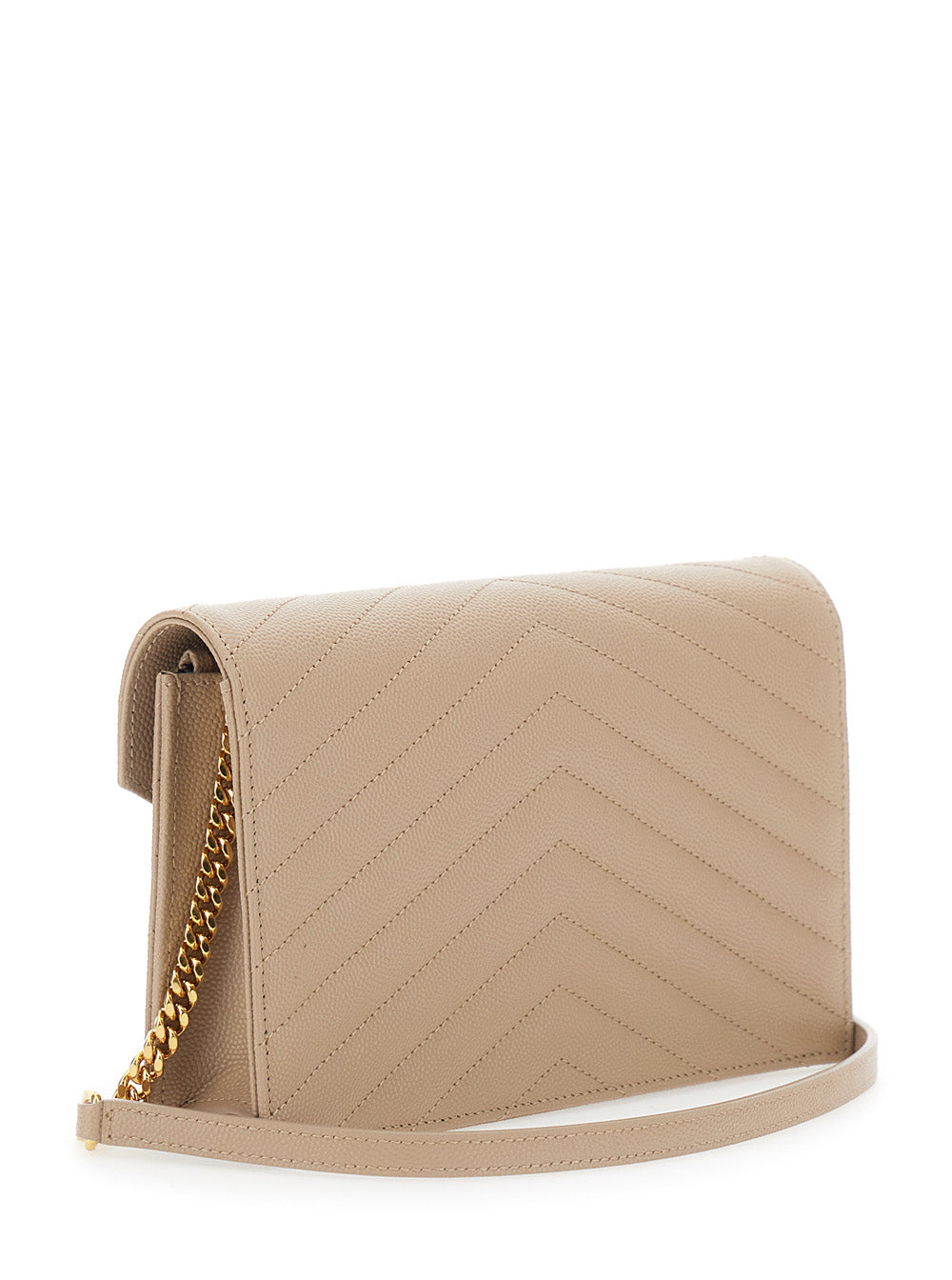 Saint Laurent Women Crossbody Bag 'Louise' With Cassandre Plaque On The Front In Beige Leather For Women