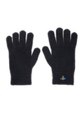 Vivienne Westwood Unisex Black Gloves With Orb Logo Embroidered On The Front In Wool Blend Unisex