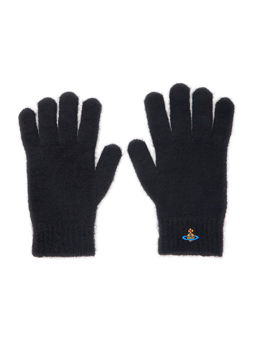 Vivienne Westwood Unisex Black Gloves With Orb Logo Embroidered On The Front In Wool Blend Unisex