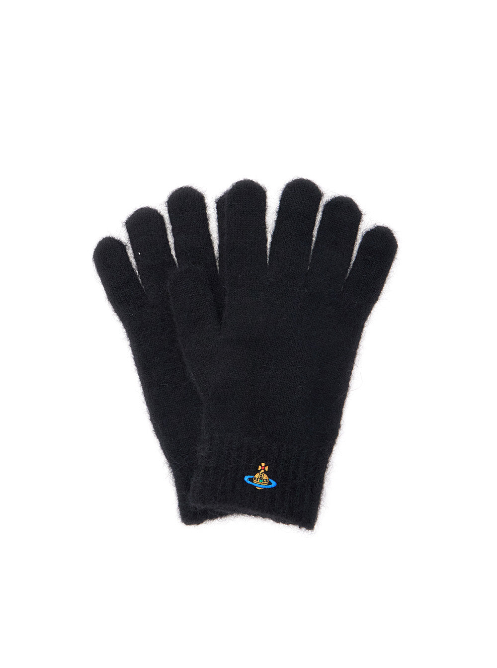 Vivienne Westwood Unisex Black Gloves With Orb Logo Embroidered On The Front In Wool Blend Unisex