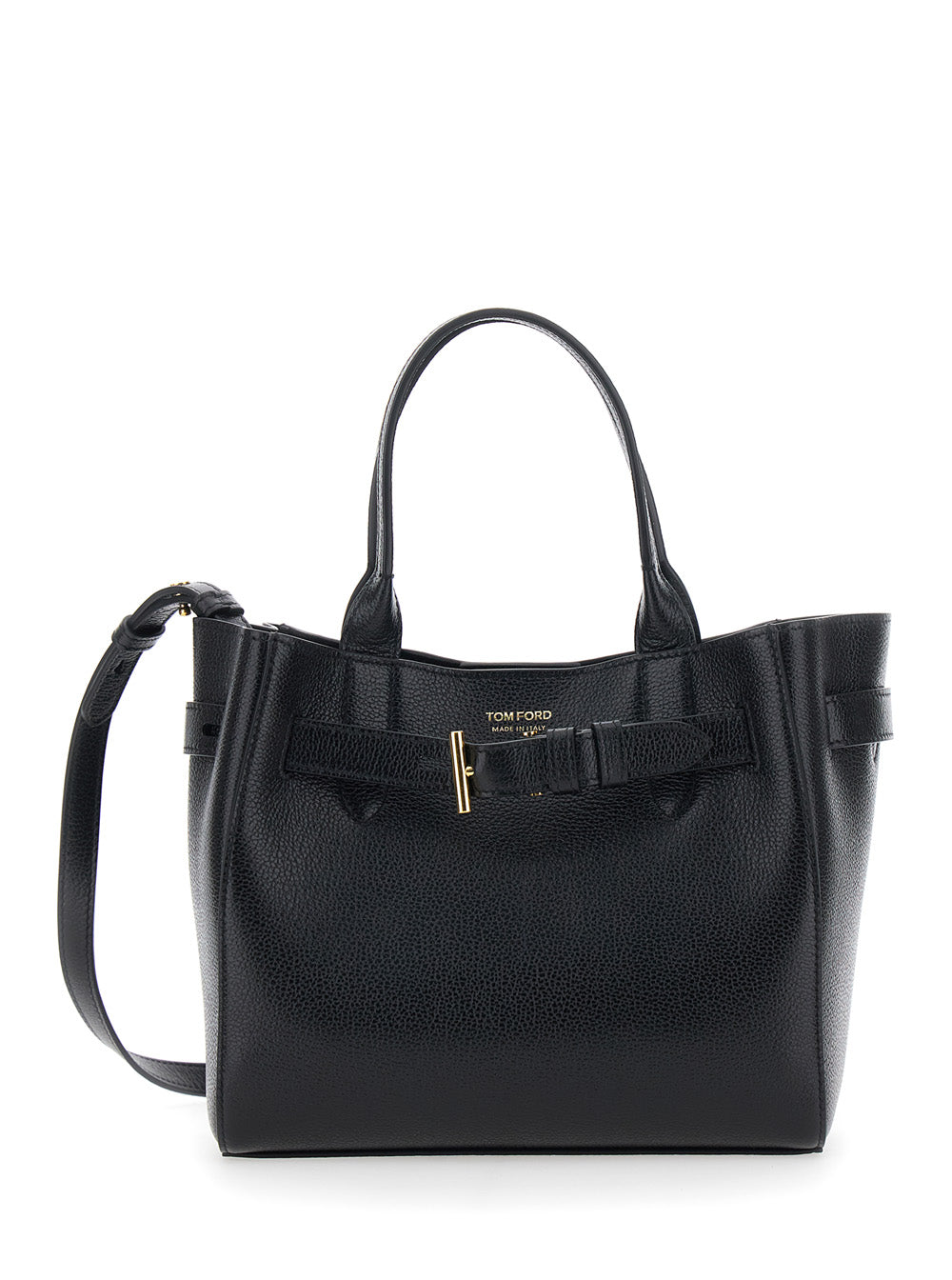 Tom Ford Women Handbag 'Audrey Piccola' With Adjustable Strap And Logo Lettering On The Front In Grained Black Leather For Women