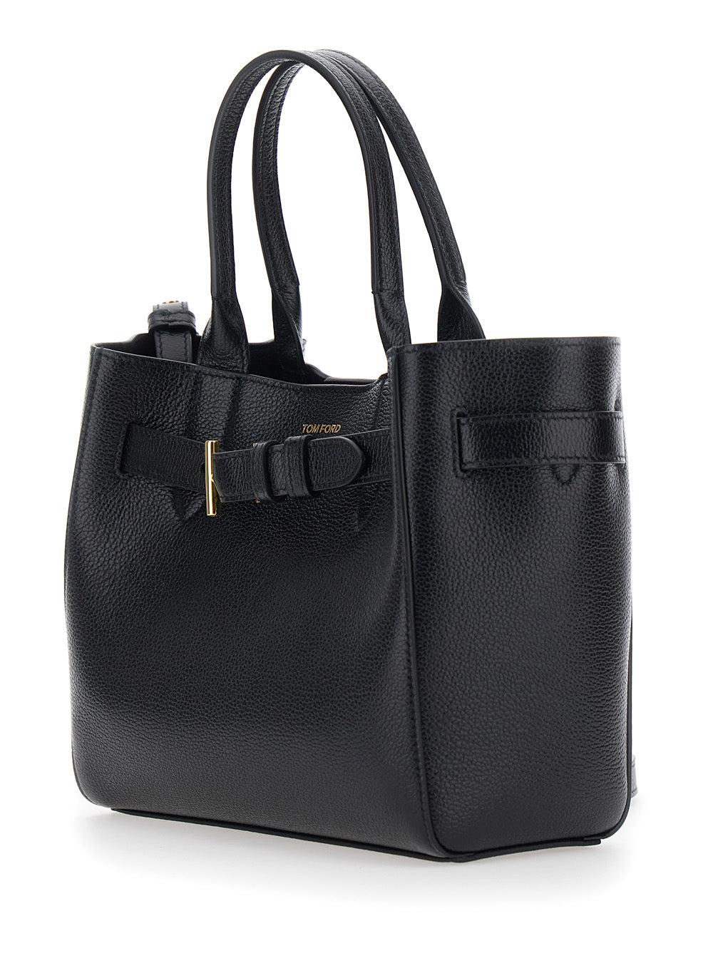 Tom Ford Women Handbag 'Audrey Piccola' With Adjustable Strap And Logo Lettering On The Front In Grained Black Leather For Women
