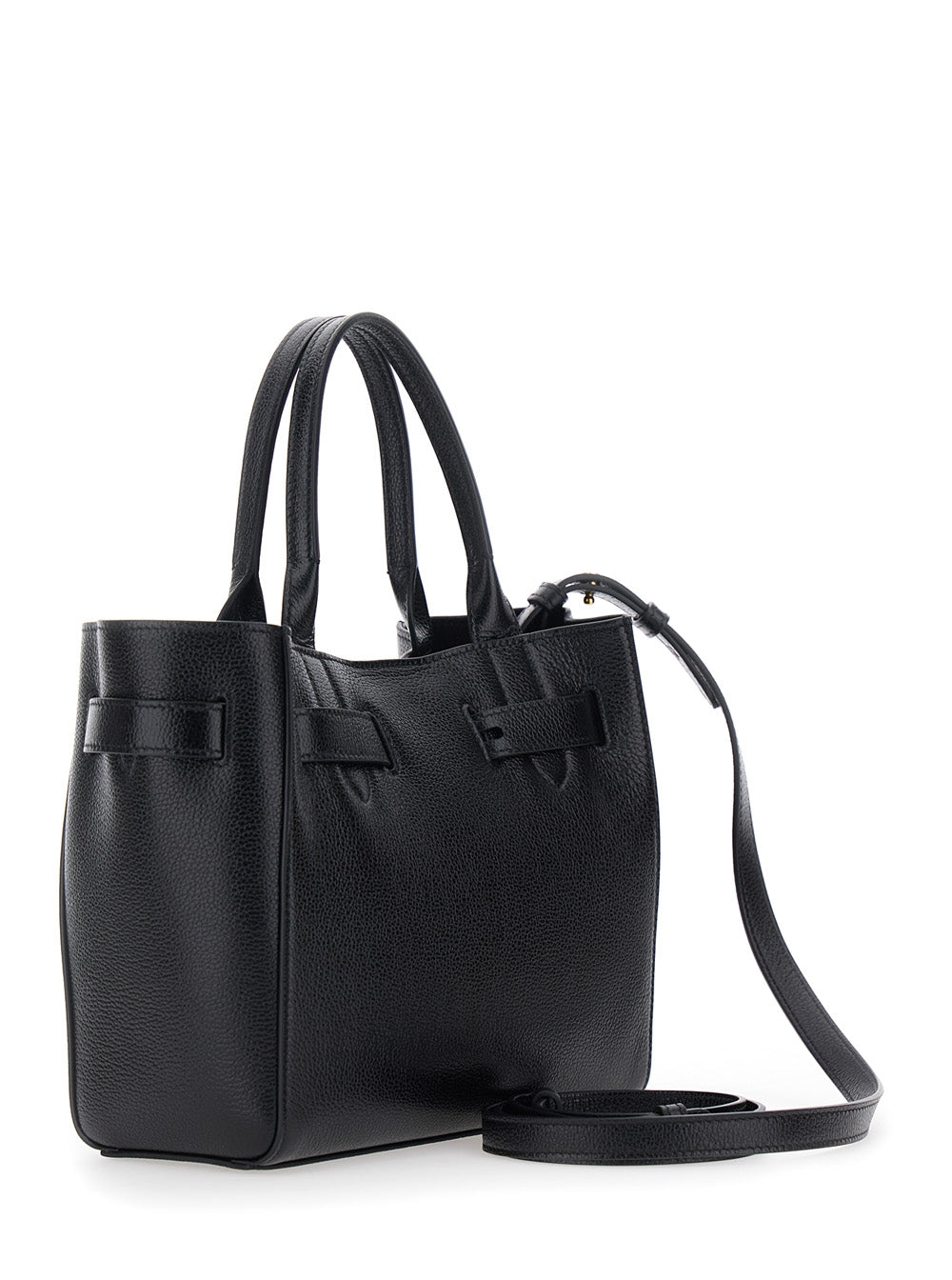 Tom Ford Women Handbag 'Audrey Piccola' With Adjustable Strap And Logo Lettering On The Front In Grained Black Leather For Women