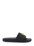 Versace Men Sandals With Medusa Plate On The Front In Black Tech Fabric For Men