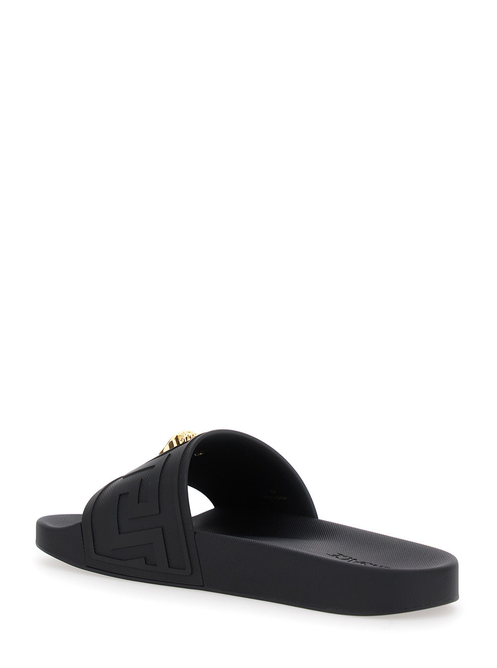 Versace Men Sandals With Medusa Plate On The Front In Black Tech Fabric For Men