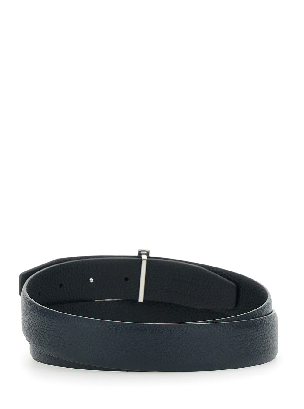 Tom Ford Men Reversible Belt With T Buckle And Crocodile-Embossed Leather Effect In Blue Leather For Men