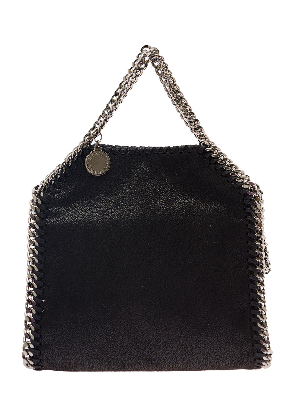 Stella Mccartney Women Mini Tote Bag '3Chain' With Logo Engraved Charm In Black Ecoleather For Women