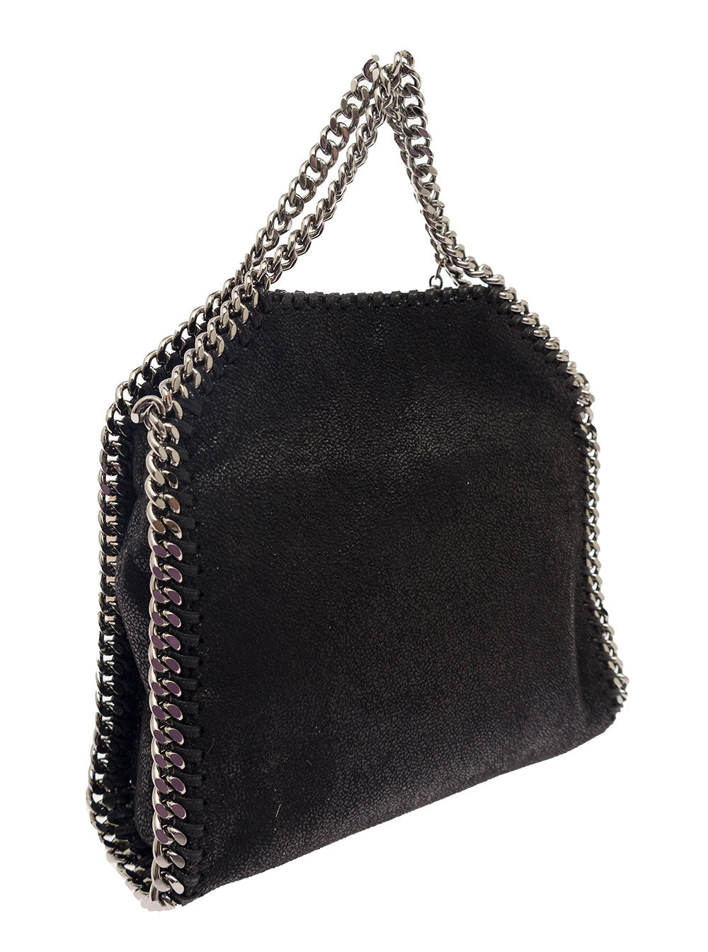 Stella Mccartney Women Mini Tote Bag '3Chain' With Logo Engraved Charm In Black Ecoleather For Women