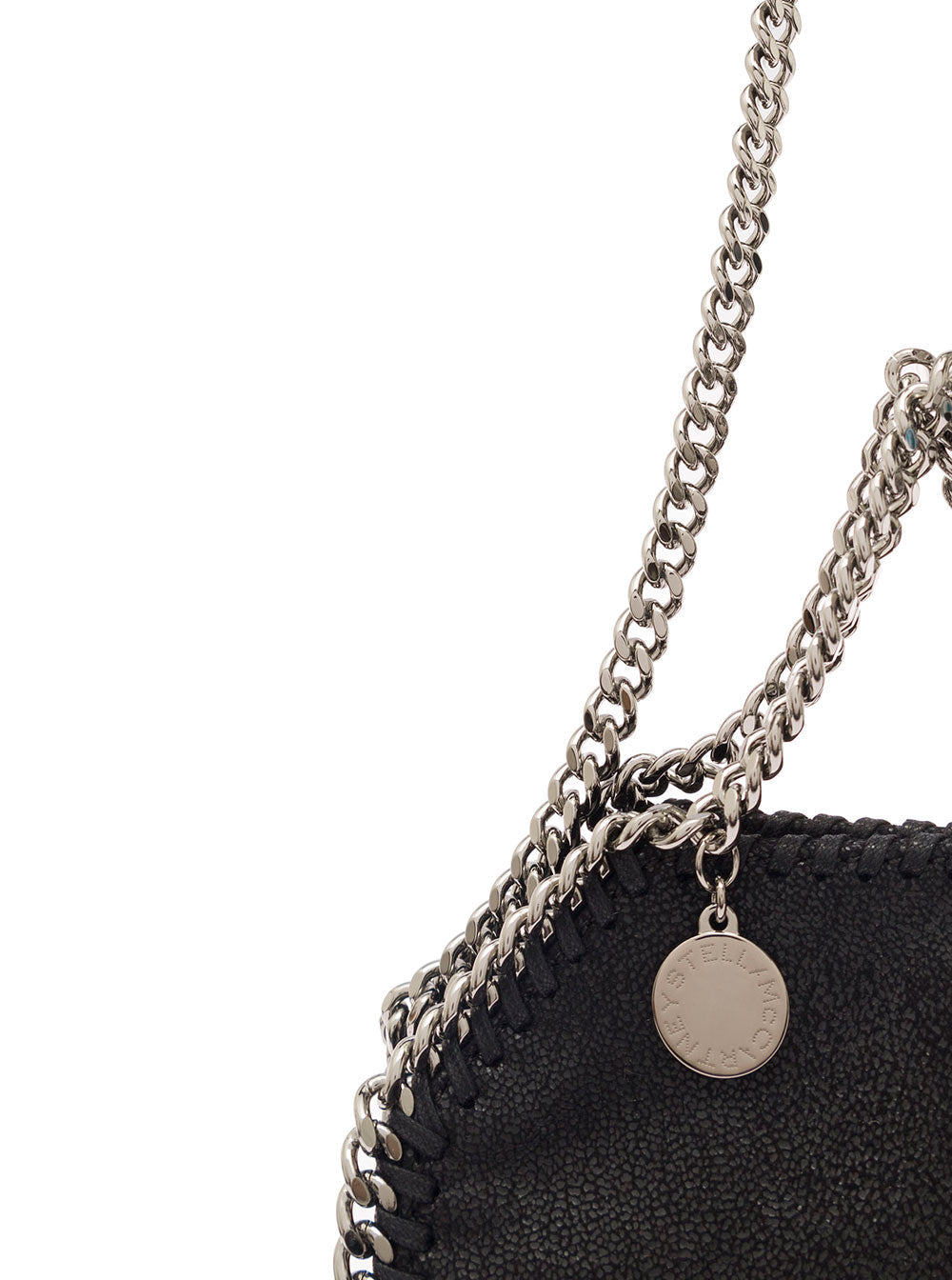 Stella Mccartney Women Mini Tote Bag '3Chain' With Logo Engraved Charm In Black Ecoleather For Women