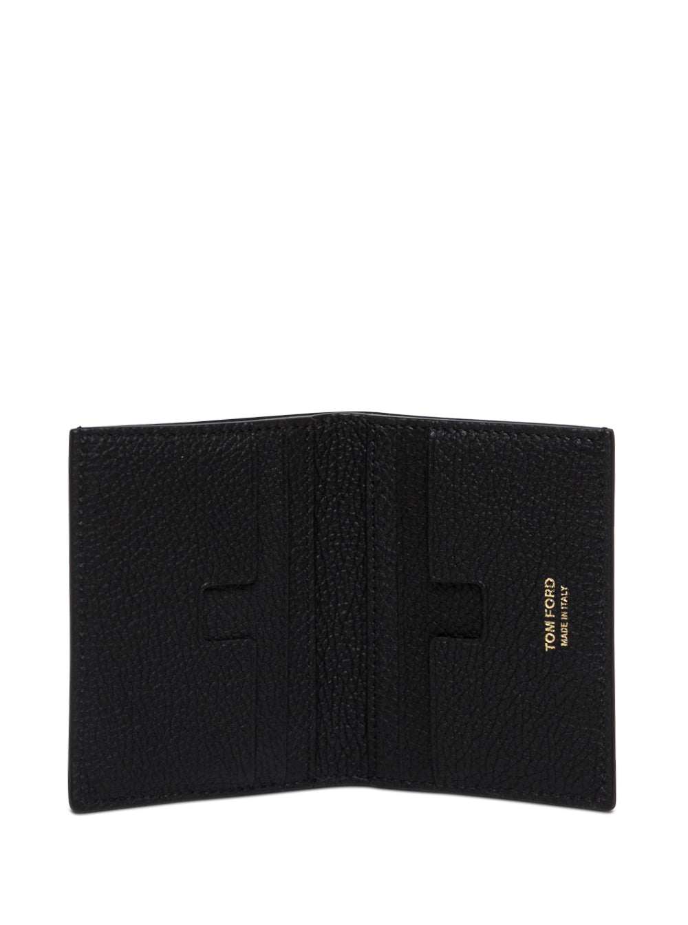 Tom Ford Men Card Holder With Logo Lettering Embossed On The Front In Grained Black Leather For Men