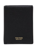 Tom Ford Men Card Holder With Logo Lettering Embossed On The Front In Grained Black Leather For Men