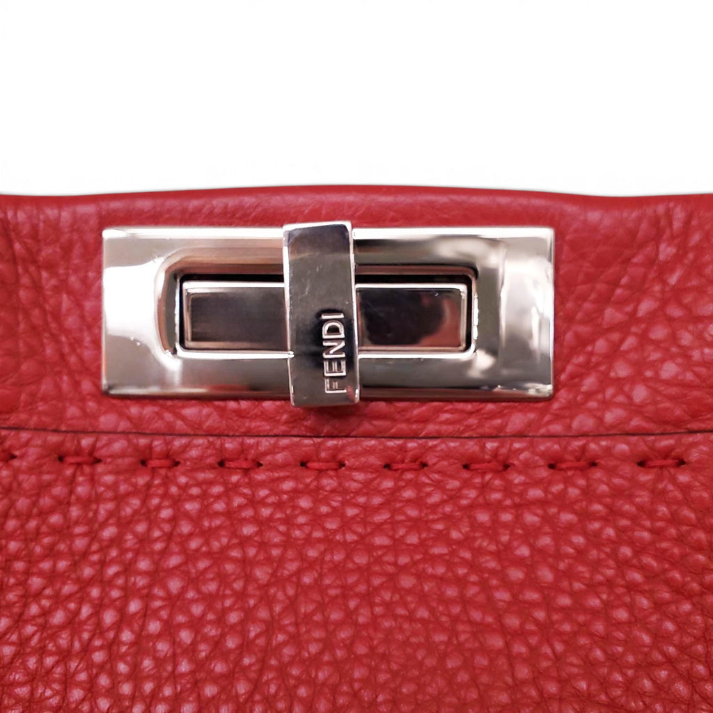 FENDI RED PEEKABOO BAG WITH PYTHON HANDLE