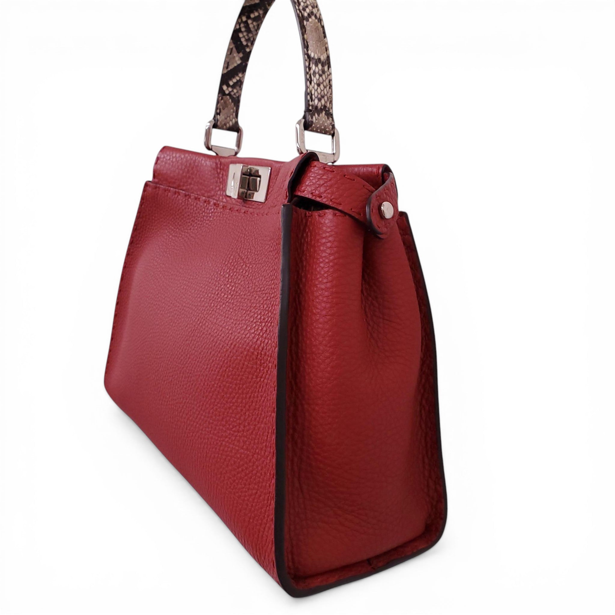 FENDI RED PEEKABOO BAG WITH PYTHON HANDLE