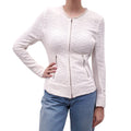 IRO CREAM KNIT ZIP-UP JACKET WITH SUEDE DETAIL - SIZE 40