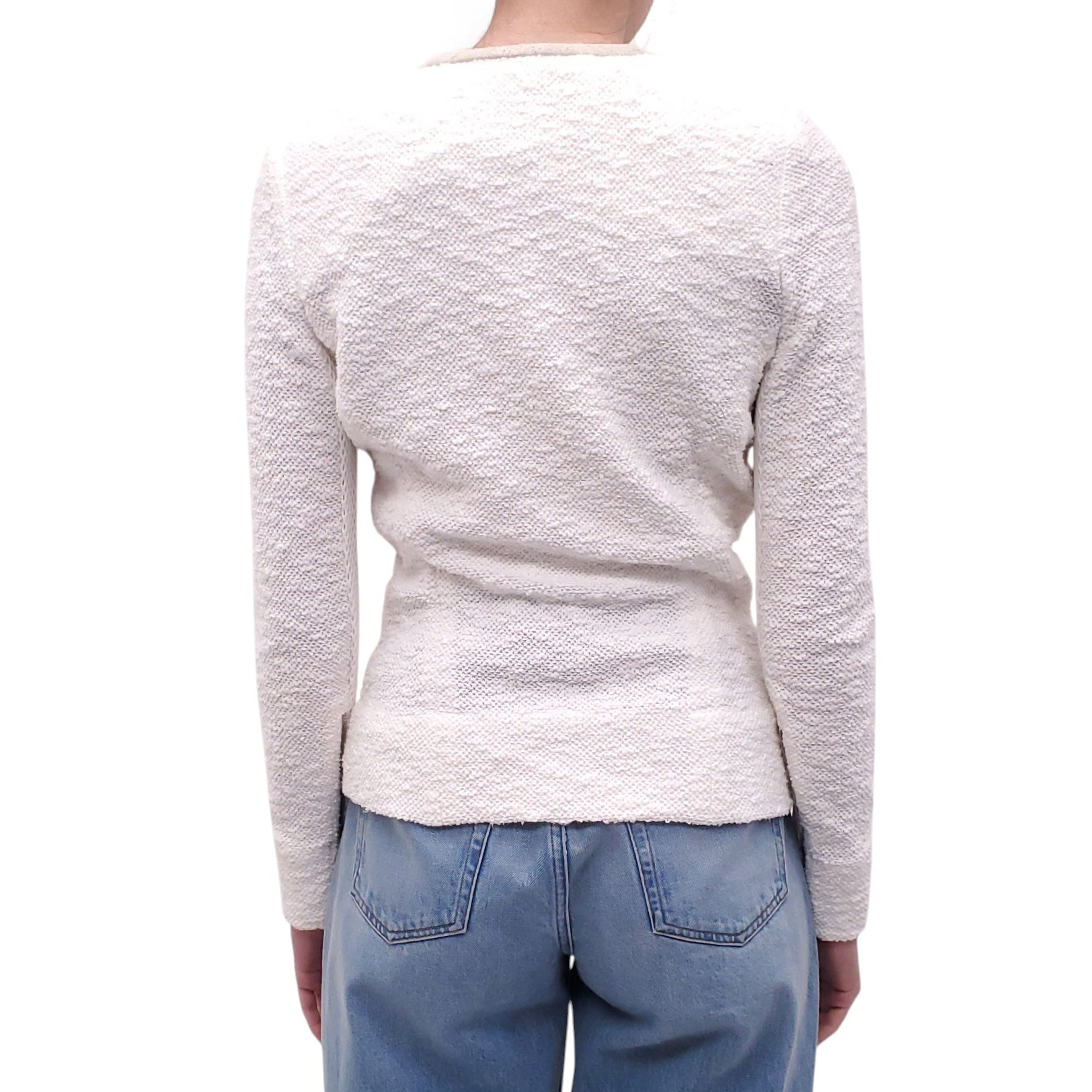 IRO CREAM KNIT ZIP-UP JACKET WITH SUEDE DETAIL - SIZE 40