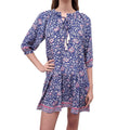 NATALIE MARTIN BLUE AND FUCHSIA PATTERNED SILK DRESS - SIZE XS