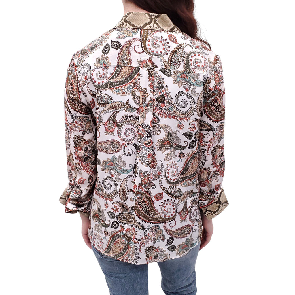 TWP NUDE PAISLEY PATTERNED BLOUSE - SIZE XS