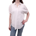 XIRENA OVERSIZED WHITE COTTON SHORT SLEEVE BLOUSE - SIZE S
